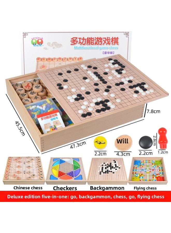 Large Gift Wooden Chess Flying Chess Gobang Checkers Puzzle Desktop Game Chess Board Game Toy